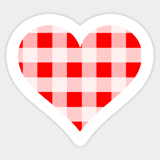 Red and White Buffalo Plaid Heart Sticker